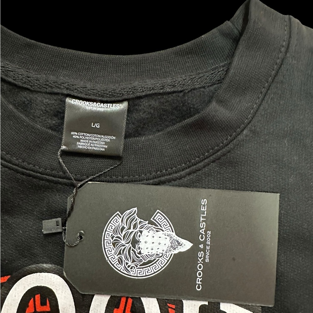 NWT Crooks & Castles Black LS Tee with Red and White Design size L - Picture 4 of 5